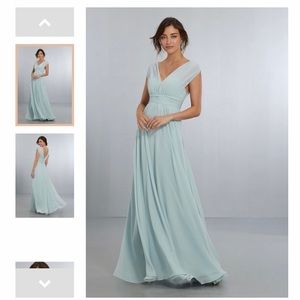 Chiffon Bridesmaids Dress w/ V- Neckline and Backline